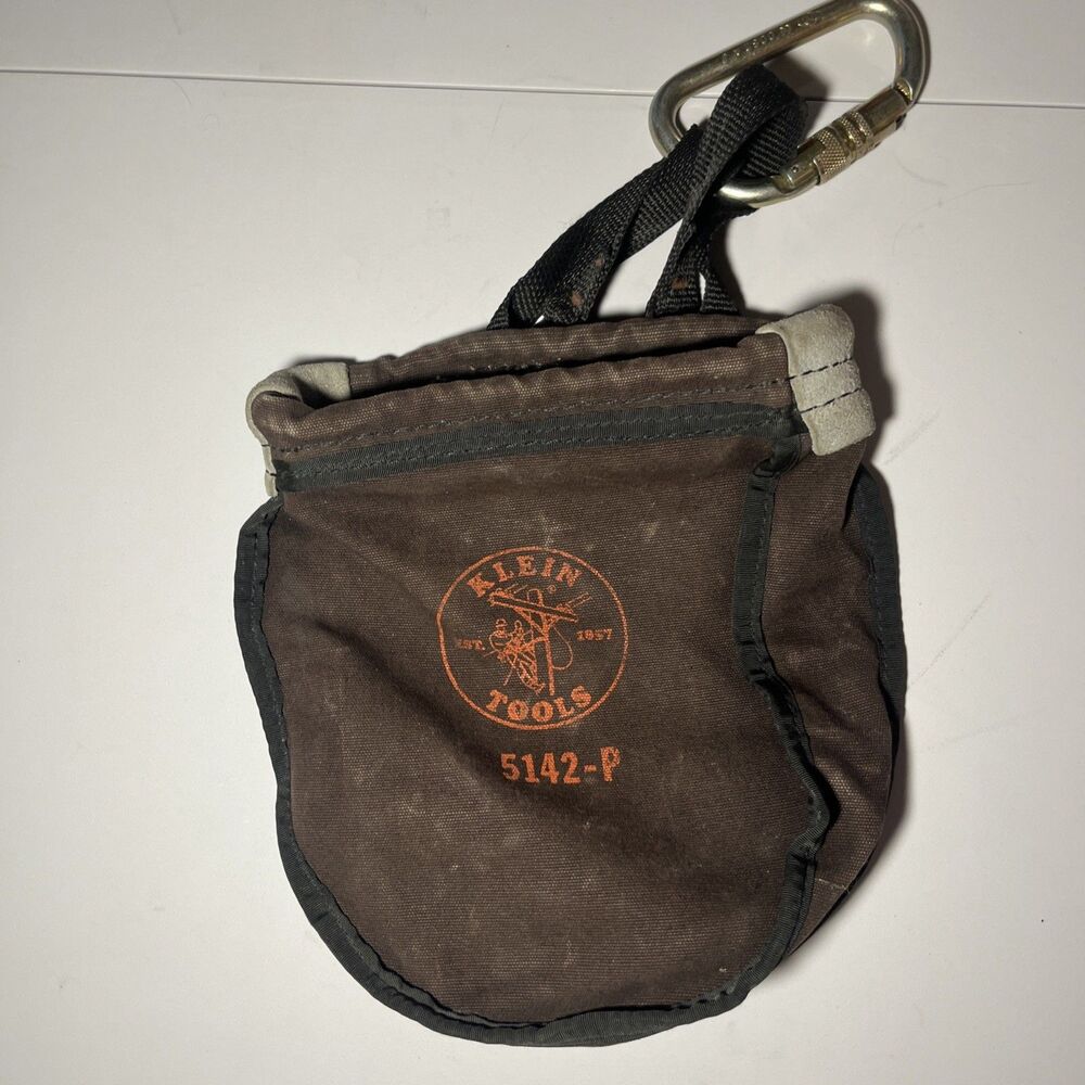 Vintage Klein Tools 5142-P Canvas  Tool Bucket Bag With Carabiner